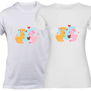 Set Tricouri Cuplu Paste Iepurasi